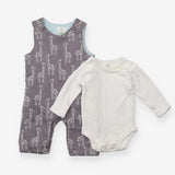 Grey Giraffe Romper and Long Sleeve