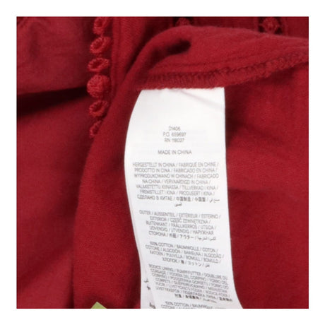 Bobble Trim Double Cloth Midi Dress Red Cotton UK1