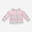 Grey and pink elephant fairisle cardigan