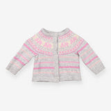 Grey and pink elephant fairisle cardigan