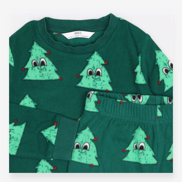 Fleece Pyjamas Green Christmas Trees