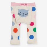 White knit leggings with multi spots and cat botto