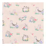 Bodysuit LS pink edging cream cats flowers
