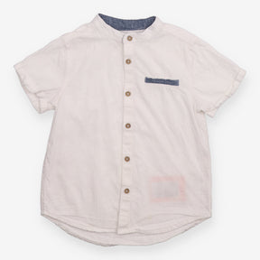 Shirt Short Sleeve Grandad with Chambray Pocket