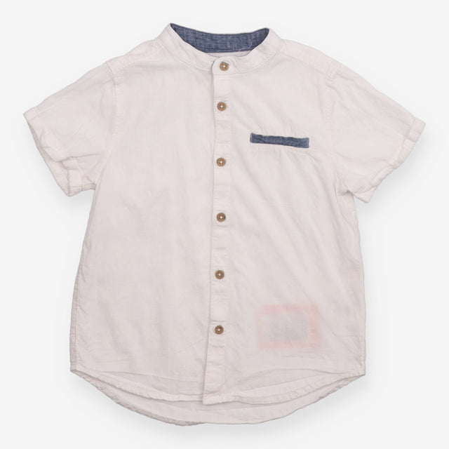 Shirt Short Sleeve Grandad with Chambray Pocket