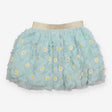 Tulle Skirt Blue with Daisies and Golden Waistband