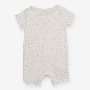 Romper shortie white small red flower