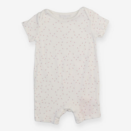 Romper shortie white small red flower