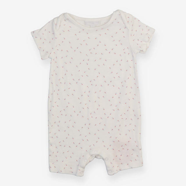 Romper shortie white small red flower