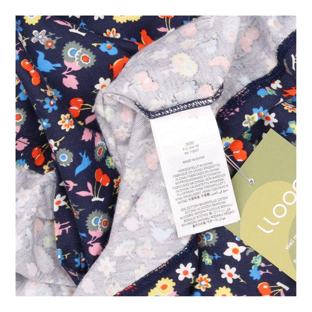 Navy Blue Ditsy Floral Print Smocked Shirred Bodic