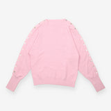 Sweater Pink Melange Cotton Boat Neck Buttons