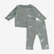 Outfit Green Ribbed Top and Bottoms with Dino Clou