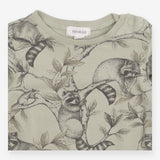 Bodysuit Long Sleeve Green Raccoon Appliques