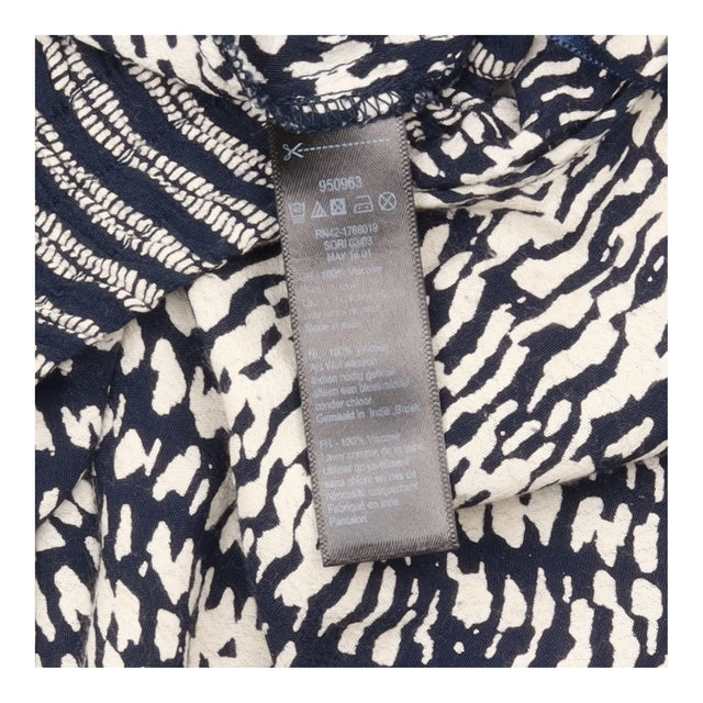 Trousers Tapered Abstract Print Shirred Waist Blac