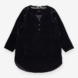 Velvet Dress Black V Neck Button Front Long Sleeve