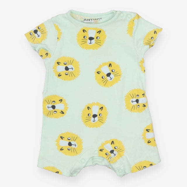 Romper Light Green with Lion's Faces Print