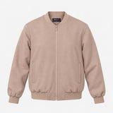 Taupe Beige Zip Front Long Sleeve Sweatshirt Jerse
