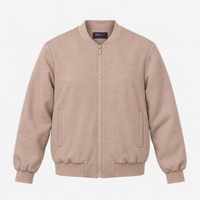 Taupe Beige Zip Front Long Sleeve Sweatshirt Jerse