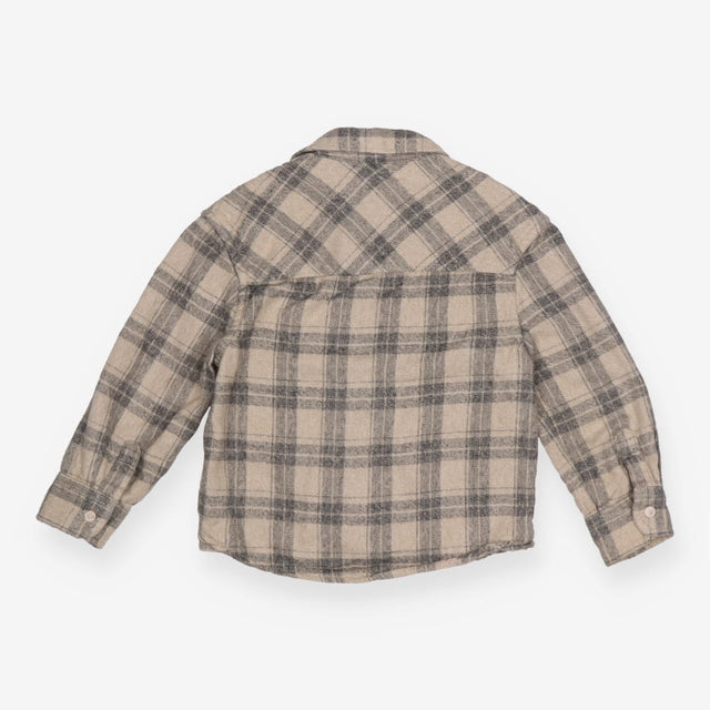 Beige checked brush cotton shirt