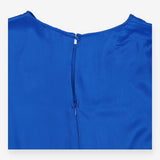 Satin High Neck Long Sleeve Wrap Mini Dress blue