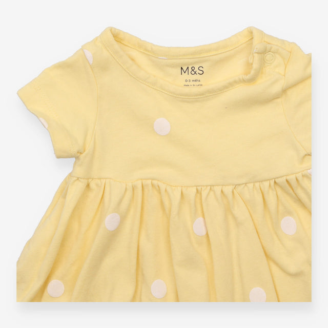 Dress Short Sleeve Polka Dot Yellow
