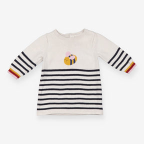 White Striped Bee Knit Sweater