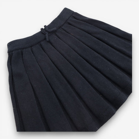 Skirt Black Knit Pleated with Bow