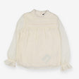 Blouse cream smocked sheer sleeve