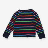 T-shirt long sleeve navy rainbow striped