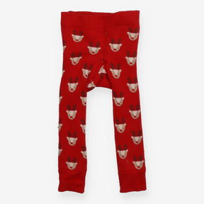Tights Festive Reindeer Print Red