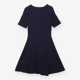 Dress Navy Ribbed Fit and Flare Short Sleeve