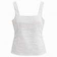 White 100% Linen Square Neck Cami Top
