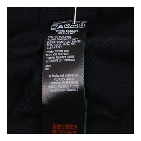 Jumper Black Extra Fine Merino Wool Crew Neck Long