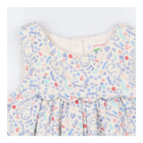 Cord Dress White with Rabbits and Flowers