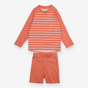 Rash vest and shorts orange stripe
