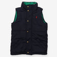 Gilet navy red logo zip green lining