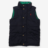Gilet navy red logo zip green lining