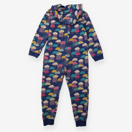 Blue onesie with raincloud applique