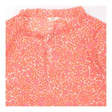 Floral Blouse Coral Pink Ruffle Long Sleeve Tie Ne