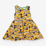 Dress sleeveless jersey yellow birds