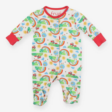 Sleepsuit Long Sleeve Red Rainbow Tractor Sun