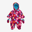 Pink flowers baby snowsuit and gloves set