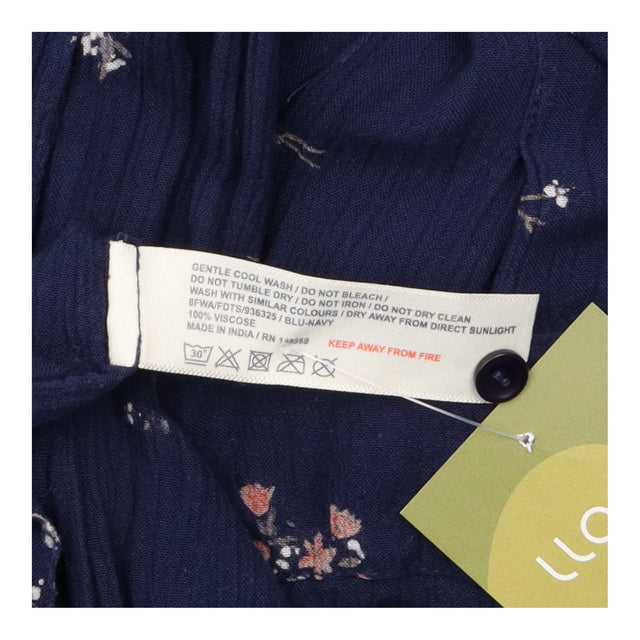 Dress V-Neck Floral Print Navy
