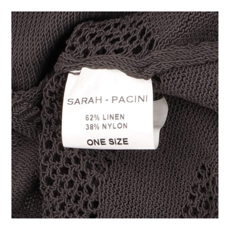 Sweater Dark Brown Open Knit Geometric Linen Blend