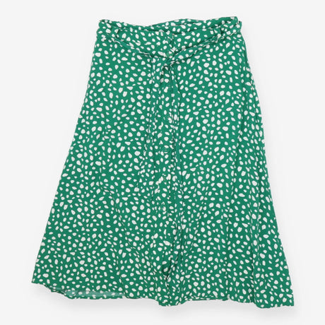 Skirt Green White Spot Button Front, Midi
