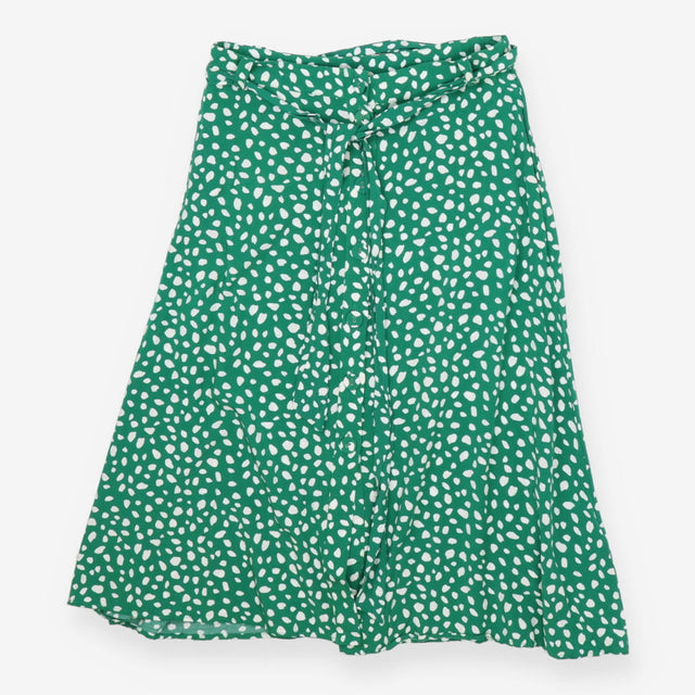 Skirt Green White Spot Button Front, Midi