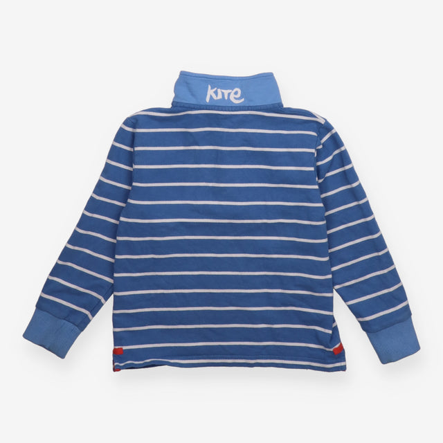 Funnel Neck Striped Sweatshirt Blue and White
