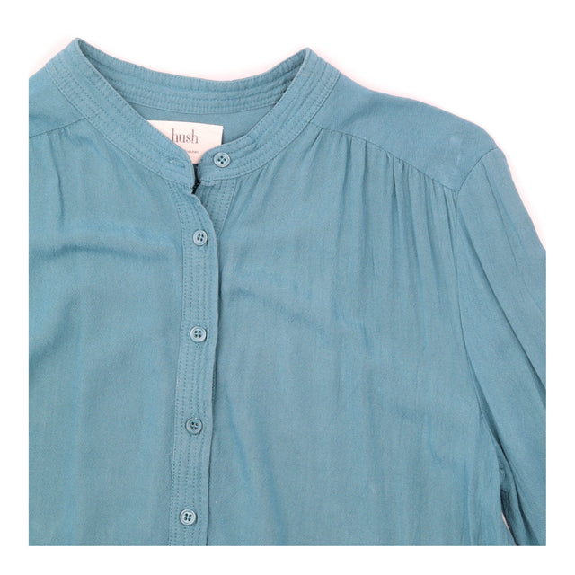 Shirt Dress Teal Blue Long Sleeve Mini Viscose