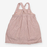 Cord Pinafore Baby Dress Pink with Stars and Robin