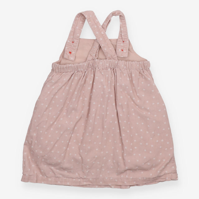 Cord Pinafore Baby Dress Pink with Stars and Robin